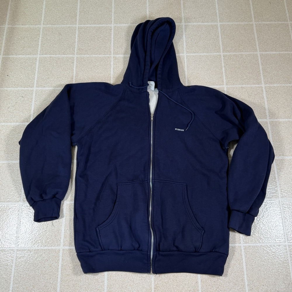 Vintage 90's McGregor Thermal Lined Zip Up Hoodie Sweatshirt Navy Blue XL VTG